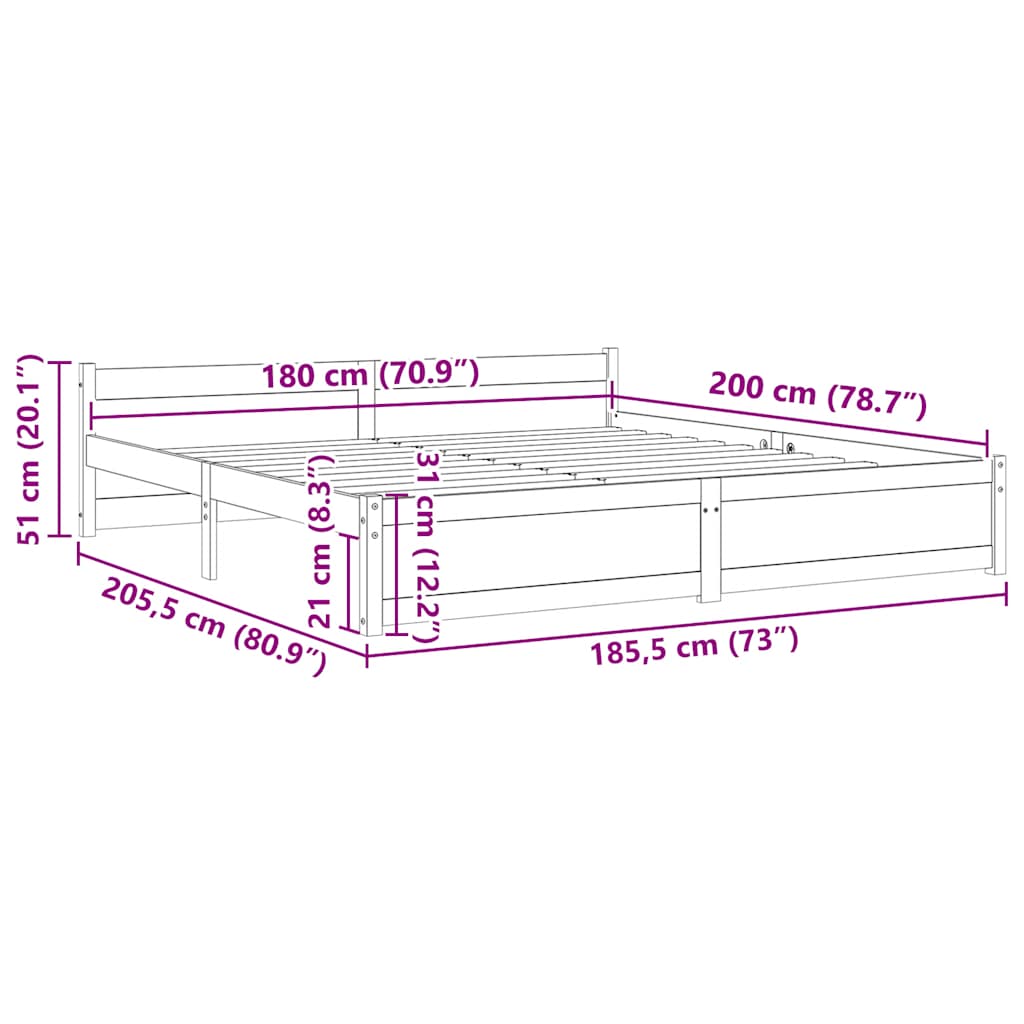 8720287000075_g_en_hd_7 vidaXL Bed Frame without Mattress Honey Brown Solid Wood 183x203 cm King - Image 9