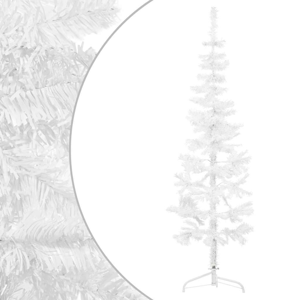 8720287000679_g_en_hd_1 vidaXL Slim Artificial Half Christmas Tree with Stand White 120 cm - Image 2