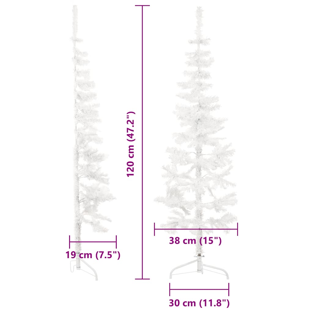 8720287000679_g_en_hd_7 vidaXL Slim Artificial Half Christmas Tree with Stand White 120 cm - Image 8