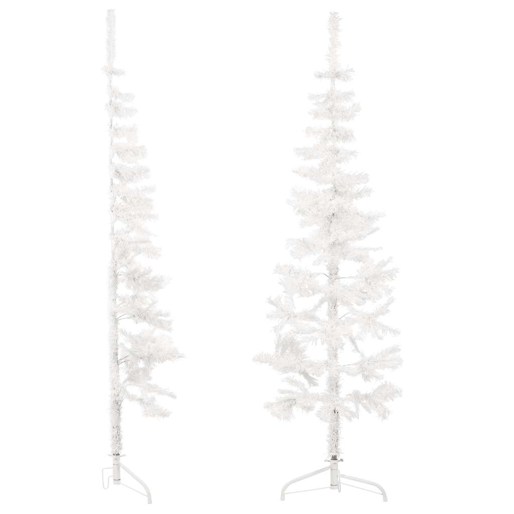 8720287000686_g_en_hd_3 vidaXL Slim Artificial Half Christmas Tree with Stand White 150 cm - Image 4