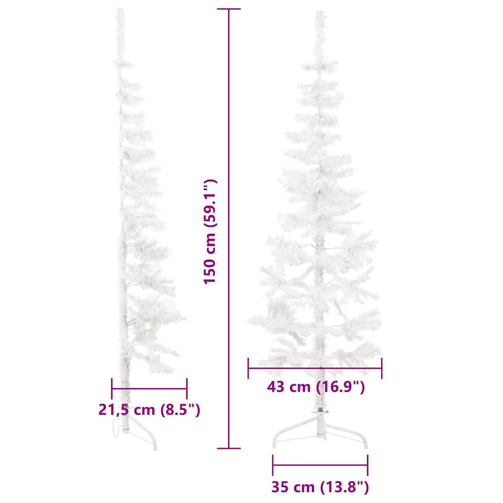 8720287000686_g_en_hd_7 vidaXL Slim Artificial Half Christmas Tree with Stand White 150 cm - Image 8