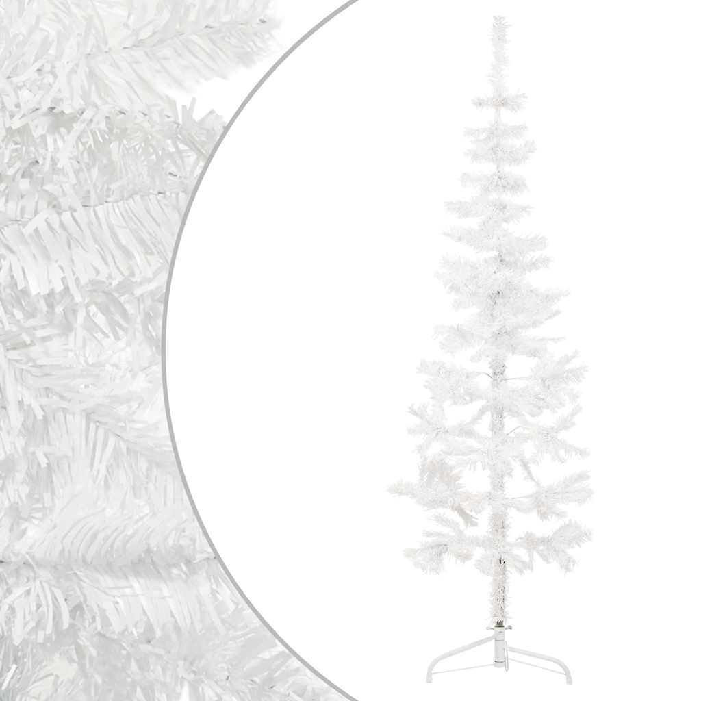 8720287000693_g_en_hd_2 vidaXL Slim Artificial Half Christmas Tree with Stand White 180 cm - Image 3
