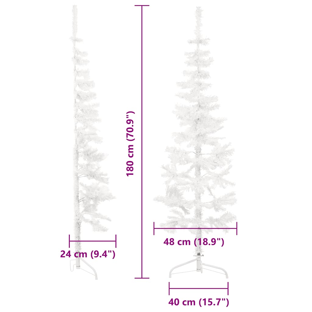 8720287000693_g_en_hd_8 vidaXL Slim Artificial Half Christmas Tree with Stand White 180 cm - Image 9