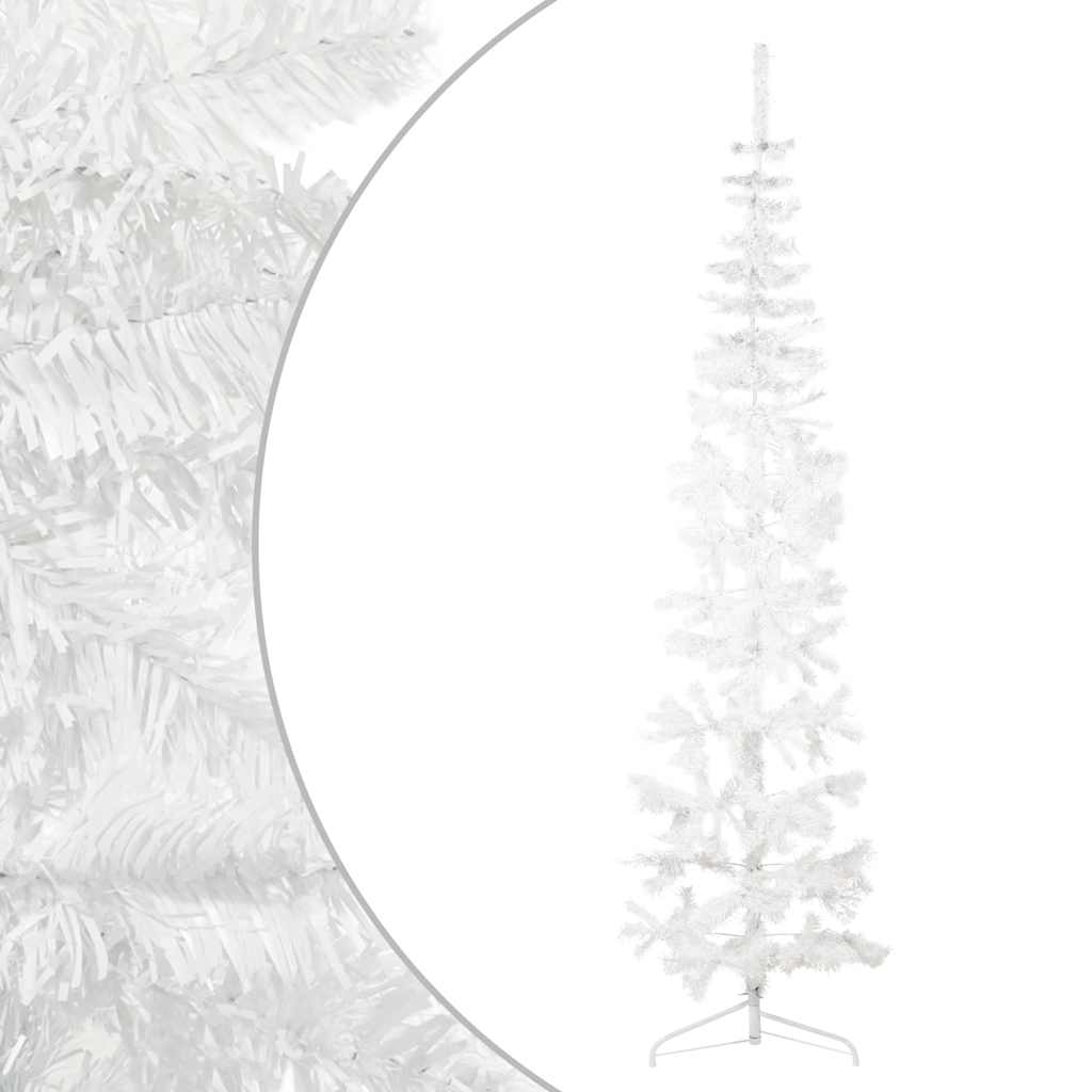 8720287000709_g_en_hd_2 vidaXL Slim Artificial Half Christmas Tree with Stand White 210 cm - Image 3
