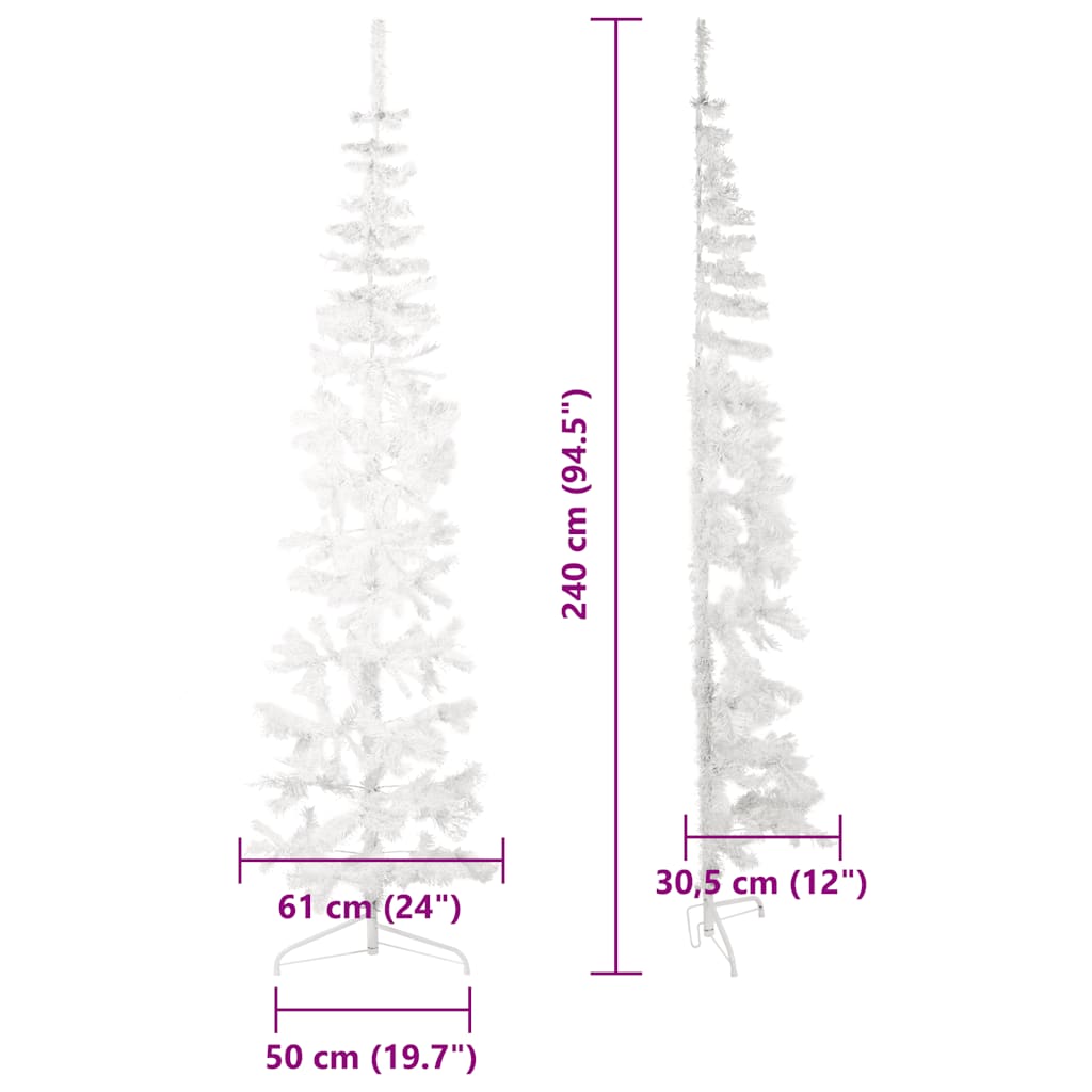 8720287000716_g_en_hd_7 vidaXL Slim Artificial Half Christmas Tree with Stand White 240 cm - Image 8