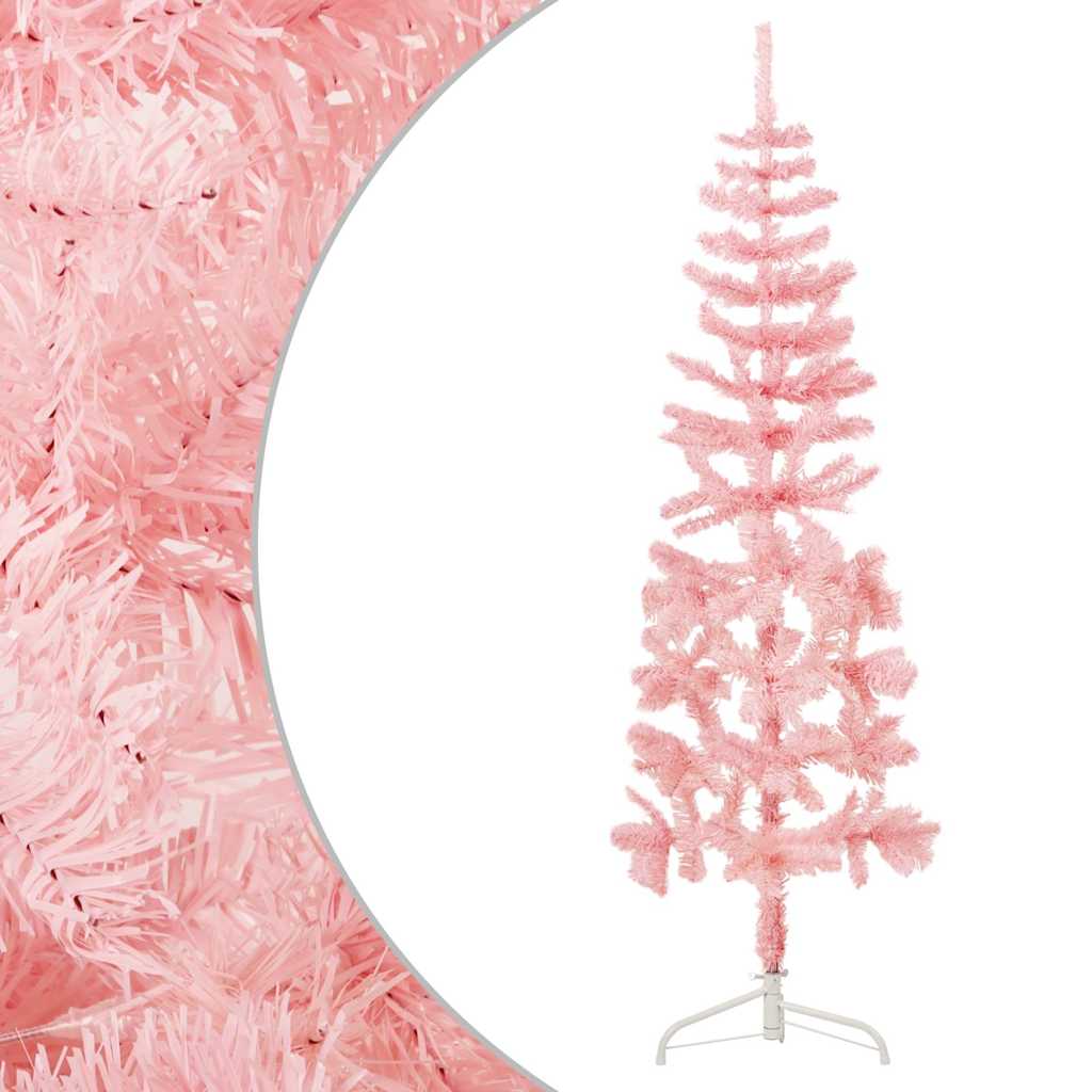 8720287000723_g_en_hd_2 vidaXL Slim Artificial Half Christmas Tree with Stand Pink 120 cm - Image 3