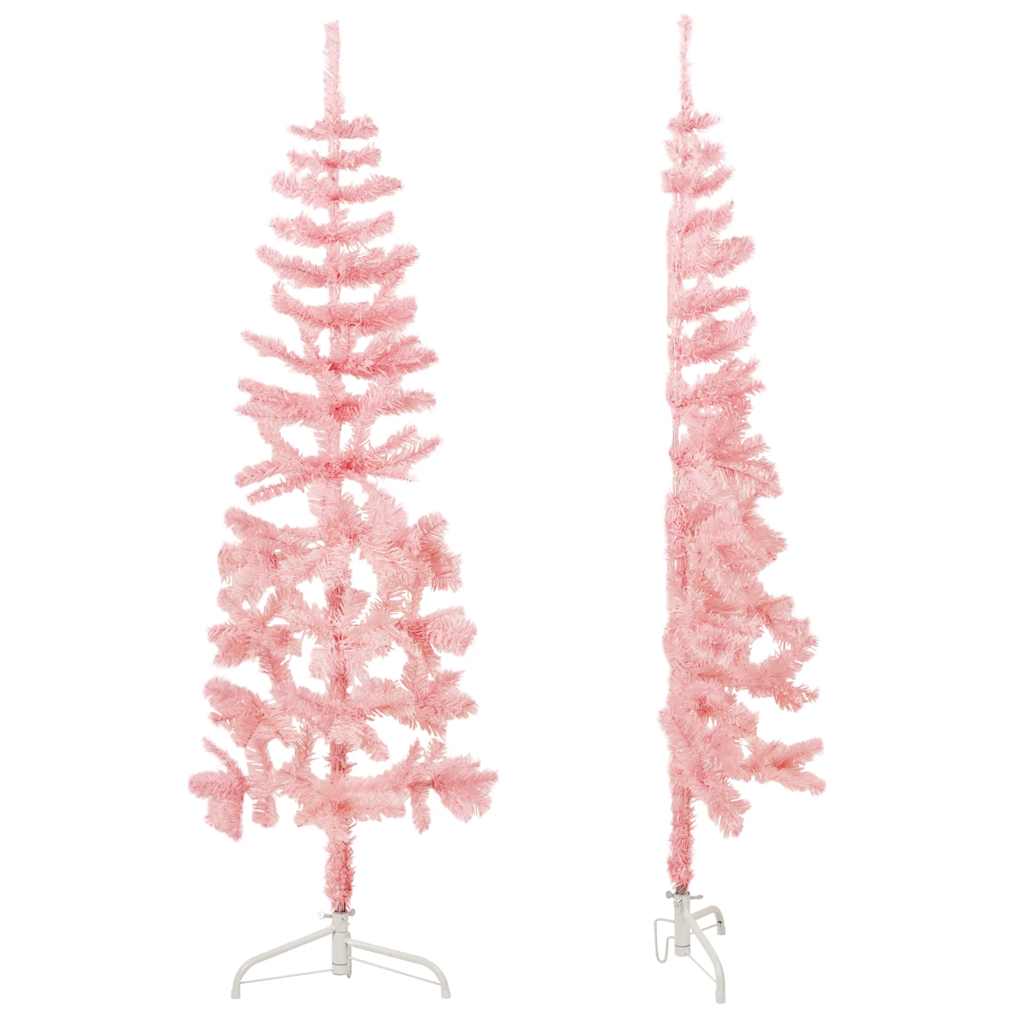 8720287000723_g_en_hd_3 vidaXL Slim Artificial Half Christmas Tree with Stand Pink 120 cm - Image 4
