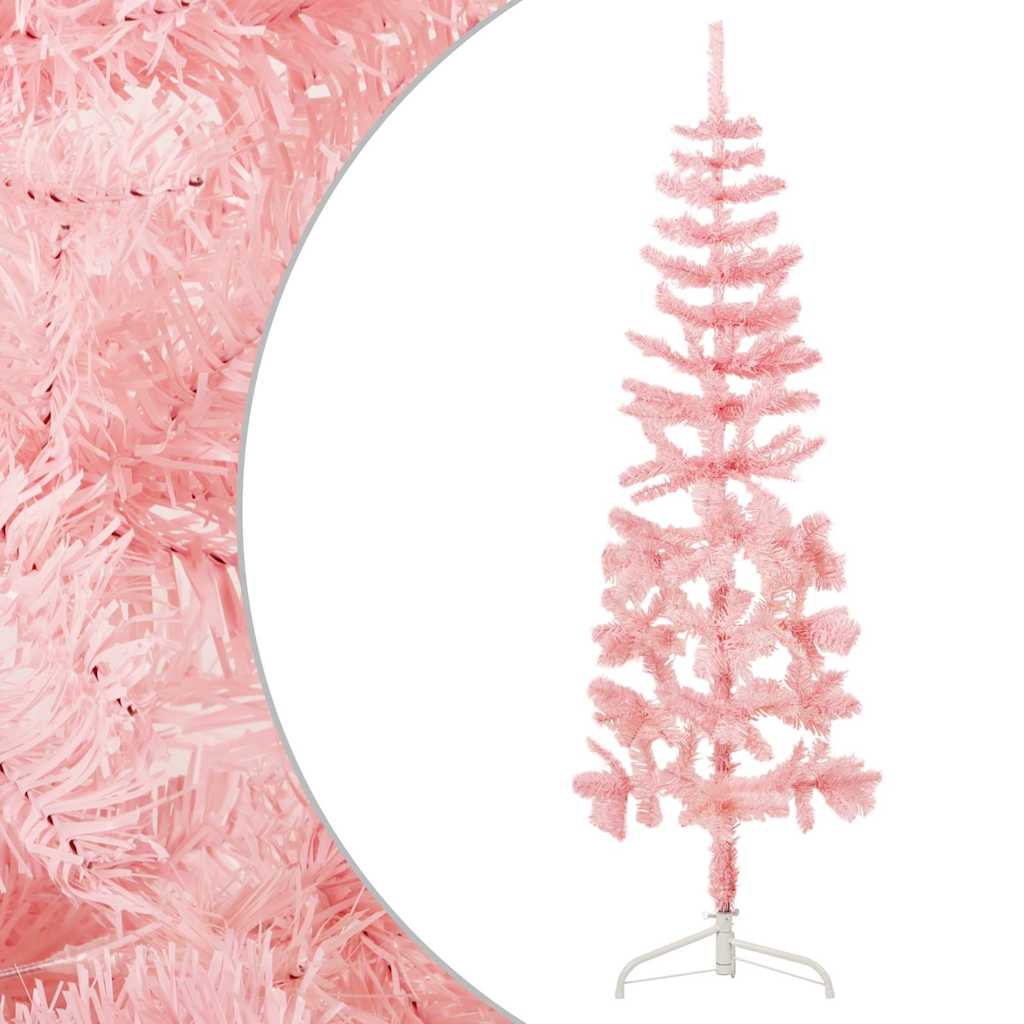 8720287000730_g_en_hd_2 vidaXL Slim Artificial Half Christmas Tree with Stand Pink 150 cm - Image 3