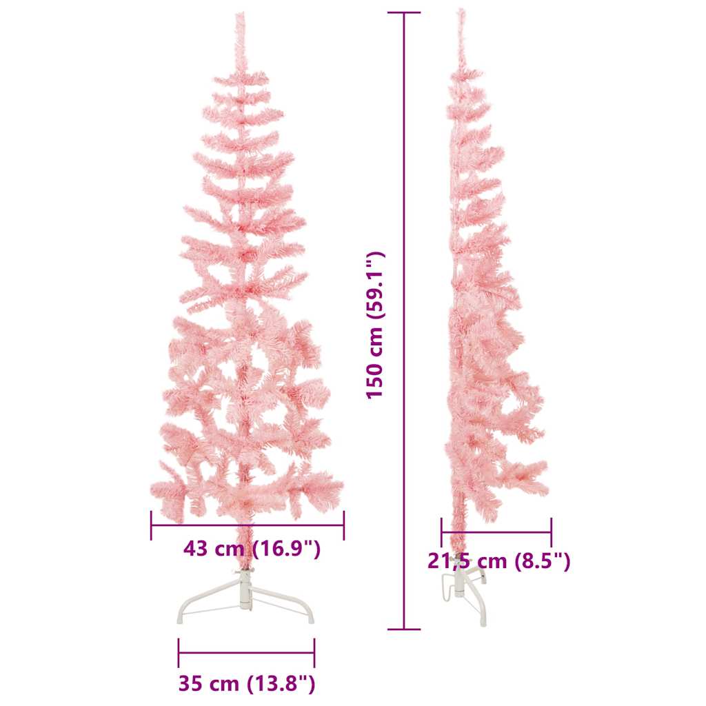8720287000730_g_en_hd_8 vidaXL Slim Artificial Half Christmas Tree with Stand Pink 150 cm - Image 9