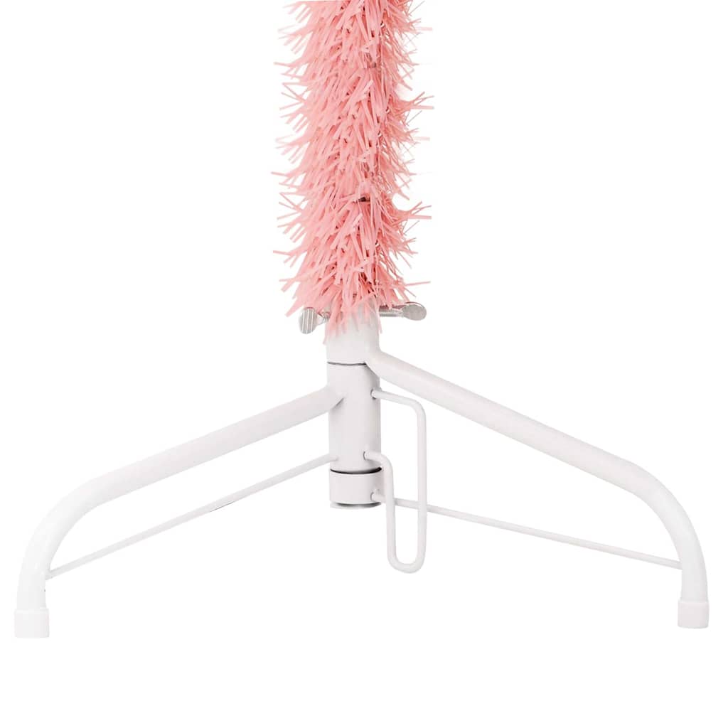 8720287000747_g_en_hd_7 vidaXL Slim Artificial Half Christmas Tree with Stand Pink 180 cm - Image 8