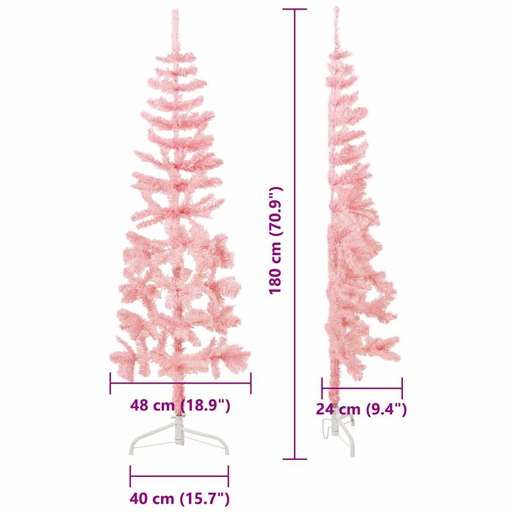 8720287000747_g_en_hd_9 vidaXL Slim Artificial Half Christmas Tree with Stand Pink 180 cm - Image 10