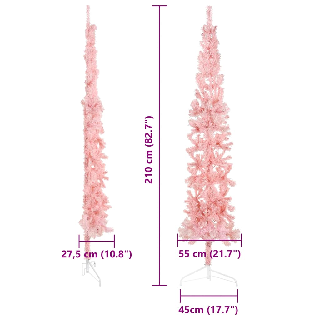 8720287000754_g_en_hd_7 vidaXL Slim Artificial Half Christmas Tree with Stand Pink 210 cm - Image 8