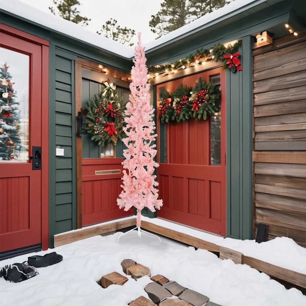 8720287000761_g_en_hd_1 vidaXL Slim Artificial Half Christmas Tree with Stand Pink 240 cm - Image 2