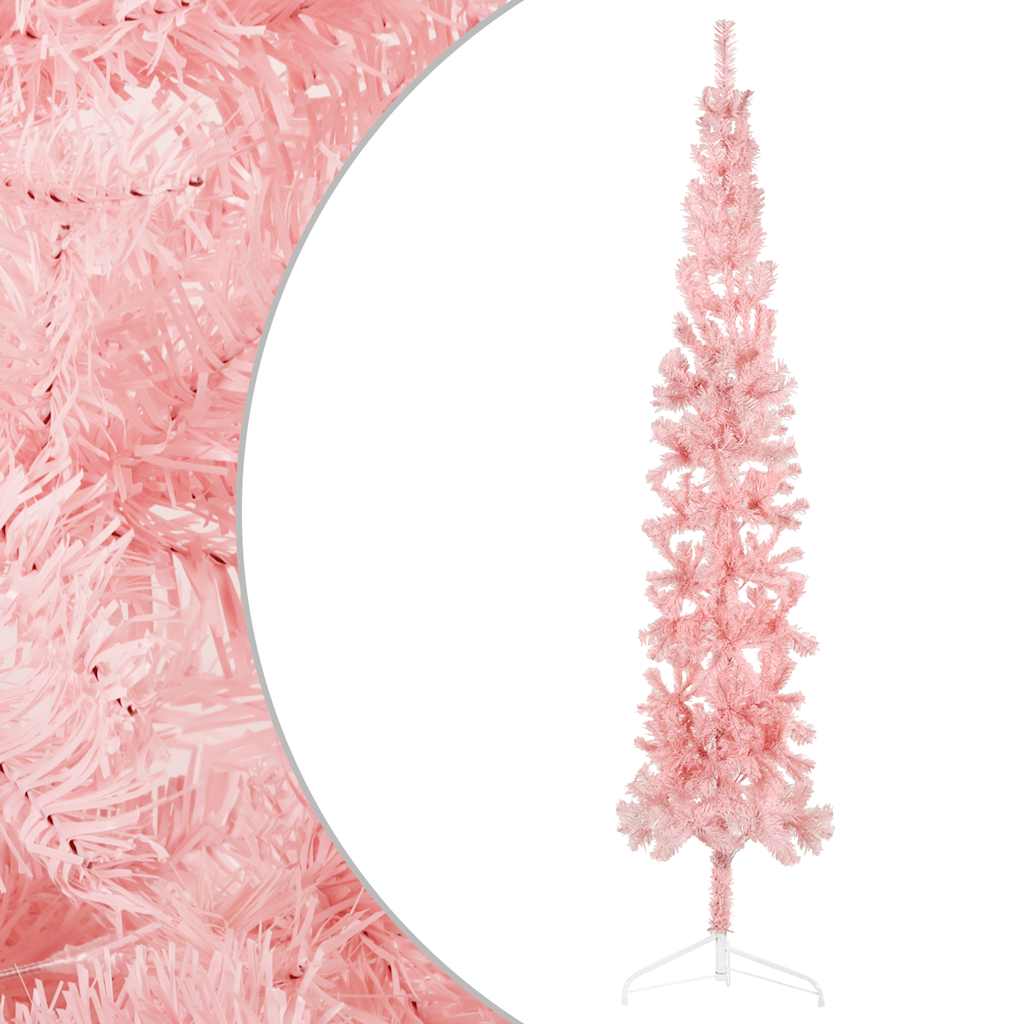 8720287000761_g_en_hd_2 vidaXL Slim Artificial Half Christmas Tree with Stand Pink 240 cm - Image 3