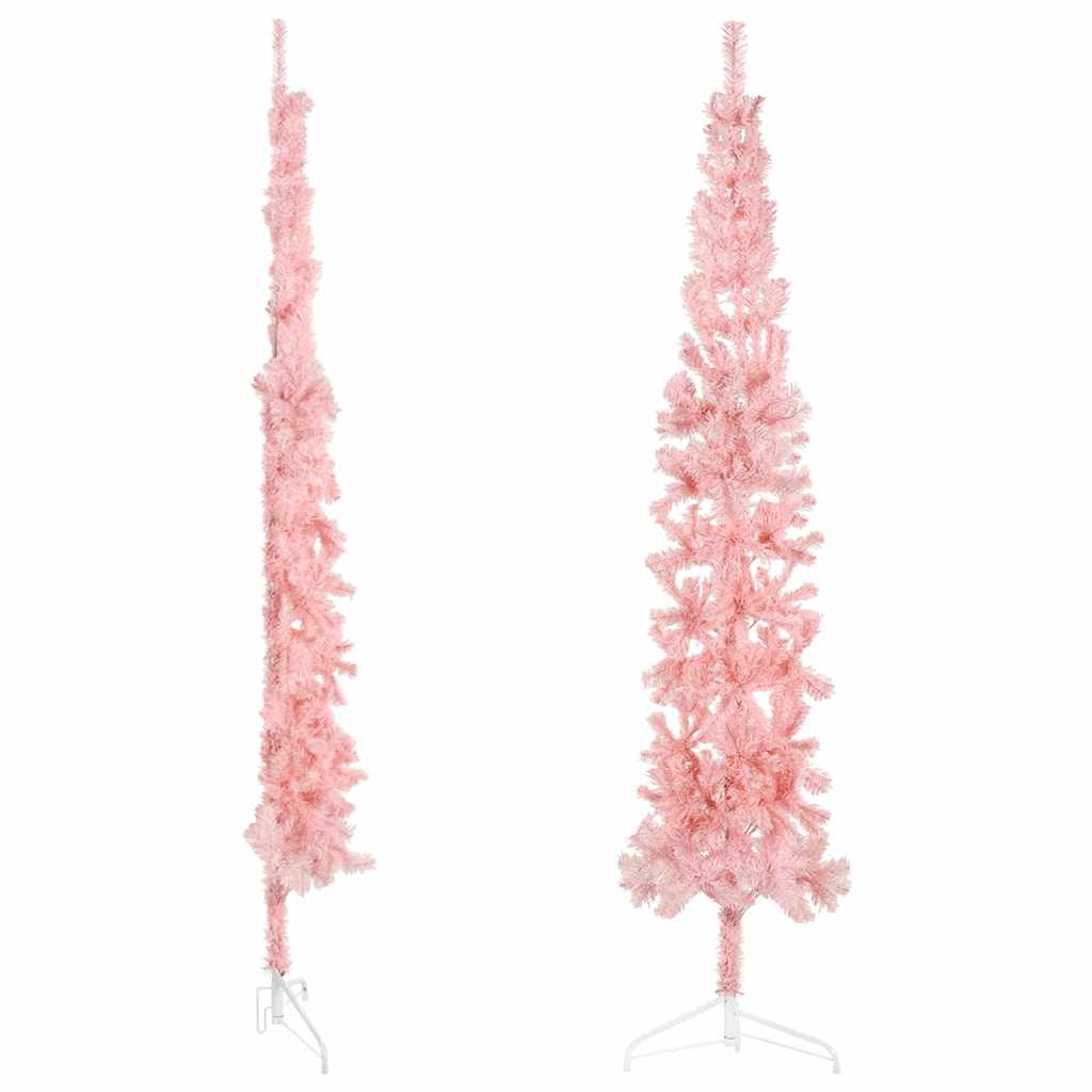 8720287000761_g_en_hd_3 vidaXL Slim Artificial Half Christmas Tree with Stand Pink 240 cm - Image 4