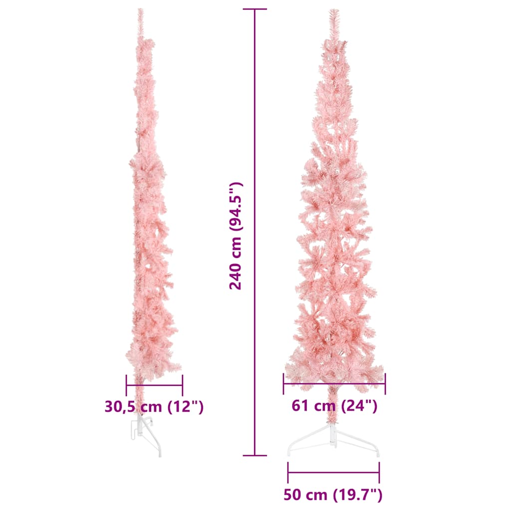 8720287000761_g_en_hd_9 vidaXL Slim Artificial Half Christmas Tree with Stand Pink 240 cm - Image 10
