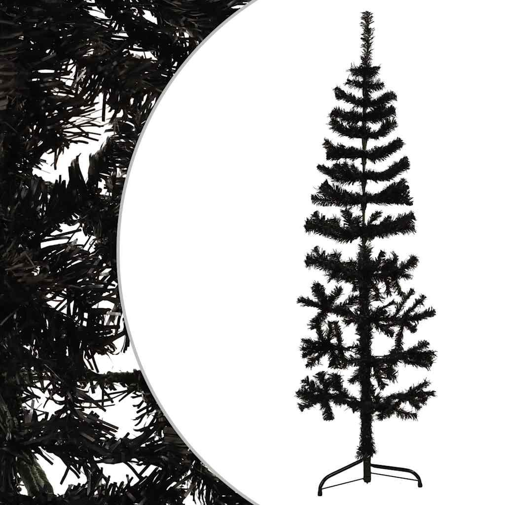 8720287000785_g_en_hd_2 vidaXL Slim Artificial Half Christmas Tree with Stand Black 150 cm - Image 3