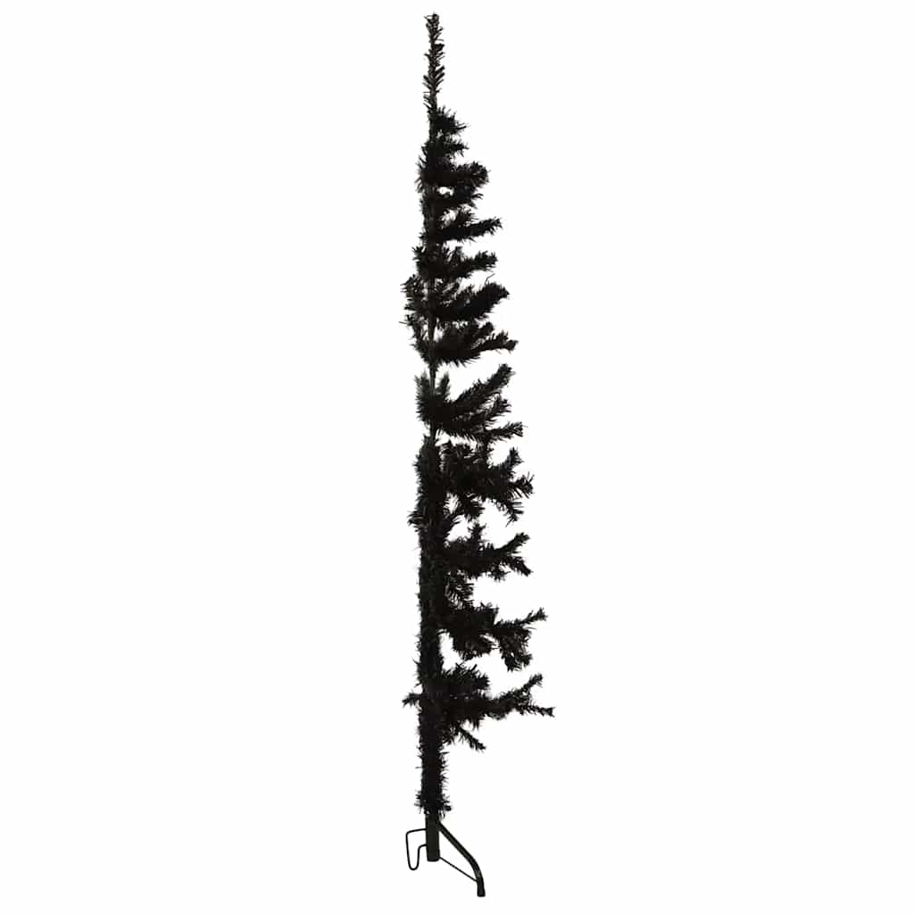8720287000785_g_en_hd_3 vidaXL Slim Artificial Half Christmas Tree with Stand Black 150 cm - Image 4