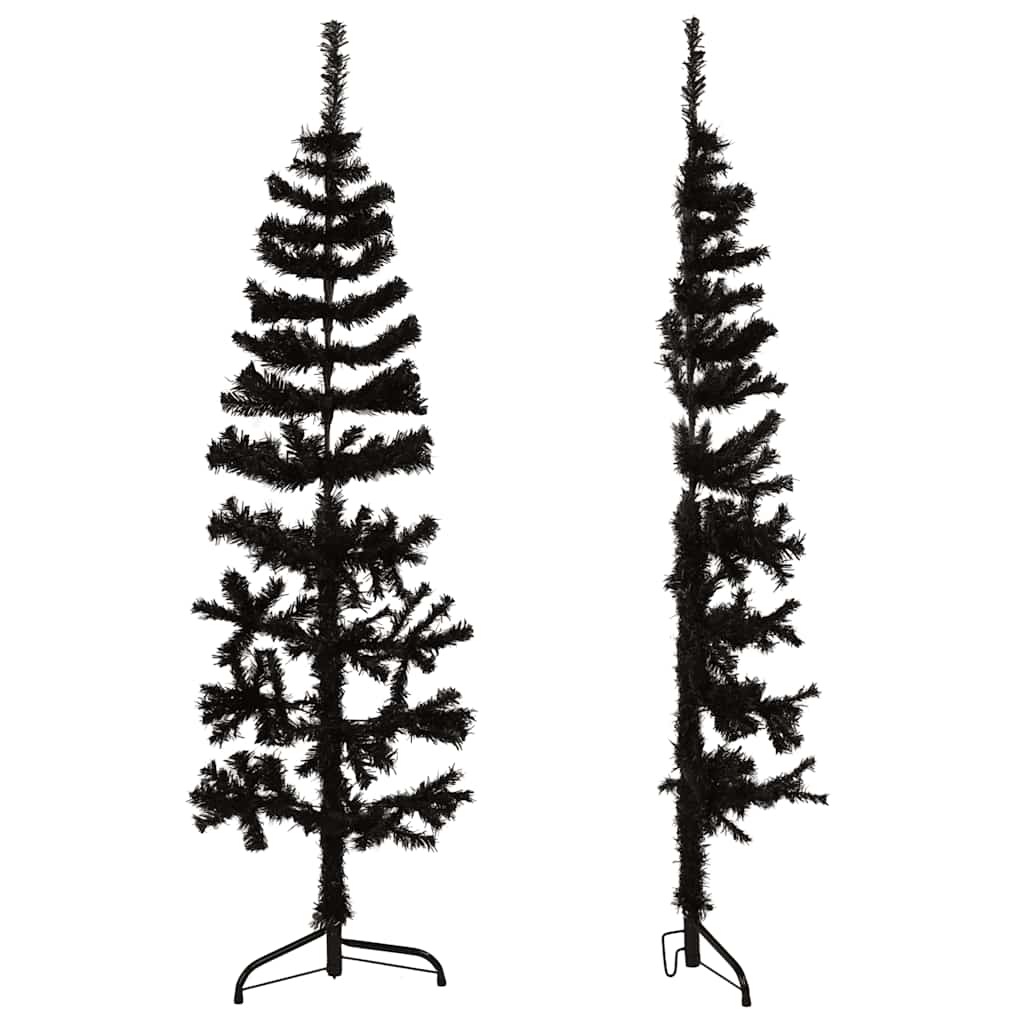 8720287000785_g_en_hd_4 vidaXL Slim Artificial Half Christmas Tree with Stand Black 150 cm - Image 5