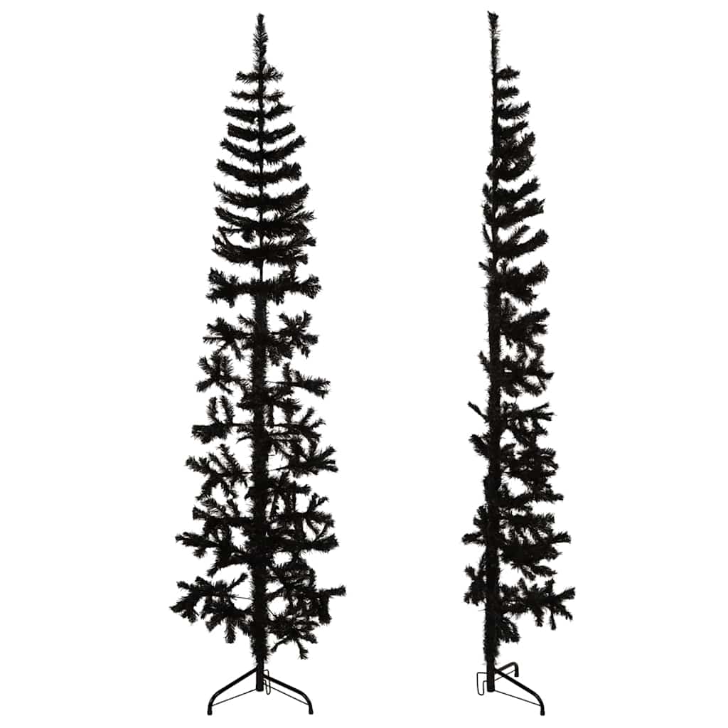 8720287000792_g_en_hd_3 vidaXL Slim Artificial Half Christmas Tree with Stand Black 180 cm - Image 4