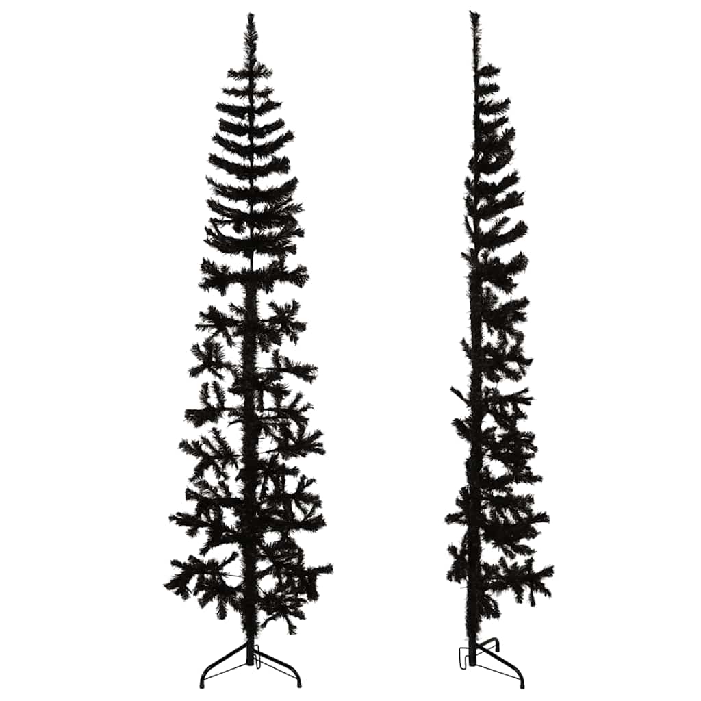 8720287000808_g_en_hd_2 vidaXL Slim Artificial Half Christmas Tree with Stand Black 210 cm - Image 3