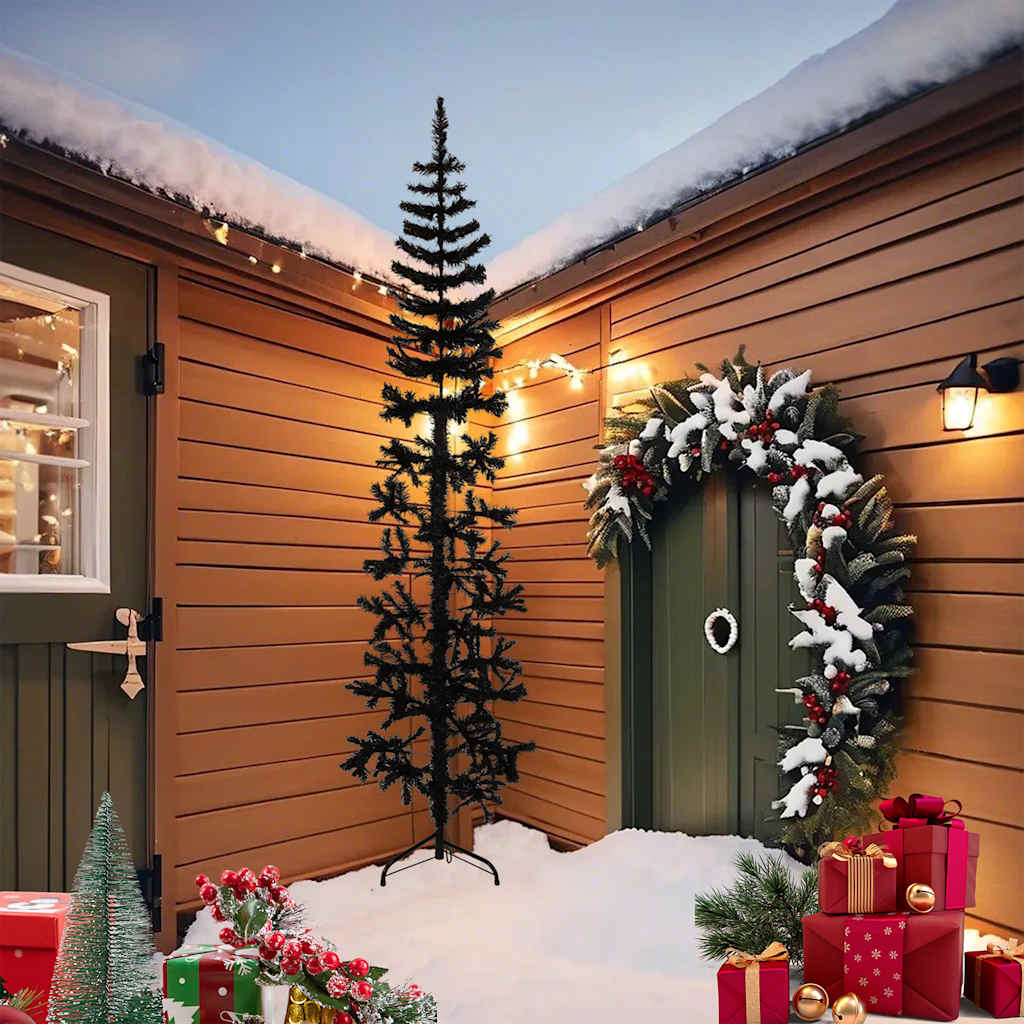 8720287000815_g_en_hd_1 vidaXL Slim Artificial Half Christmas Tree with Stand Black 240 cm - Image 2
