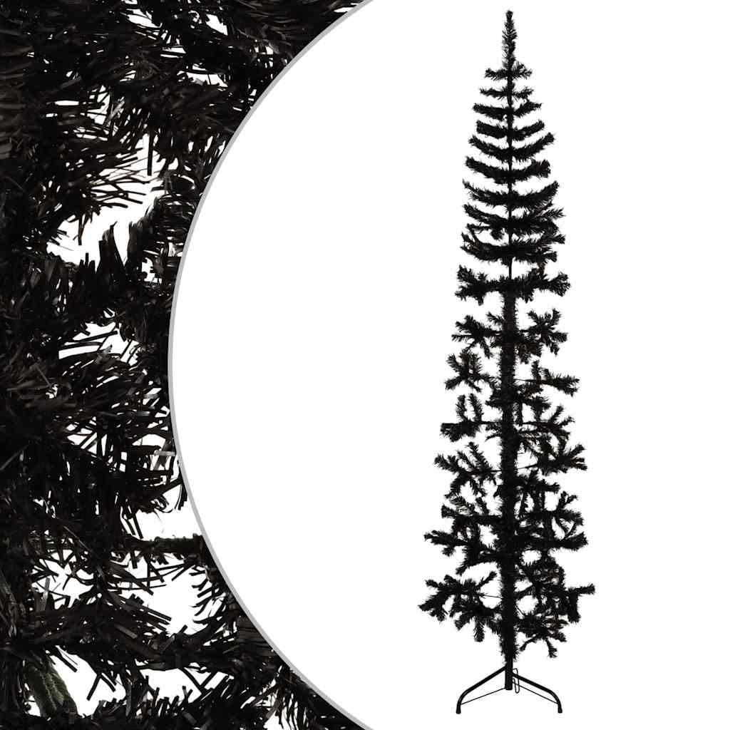 8720287000815_g_en_hd_2 vidaXL Slim Artificial Half Christmas Tree with Stand Black 240 cm - Image 3