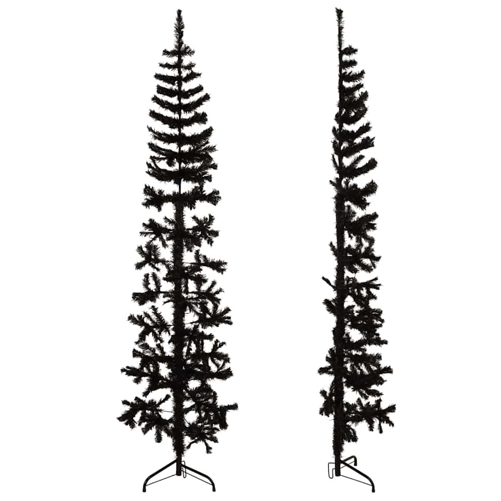 8720287000815_g_en_hd_3 vidaXL Slim Artificial Half Christmas Tree with Stand Black 240 cm - Image 4
