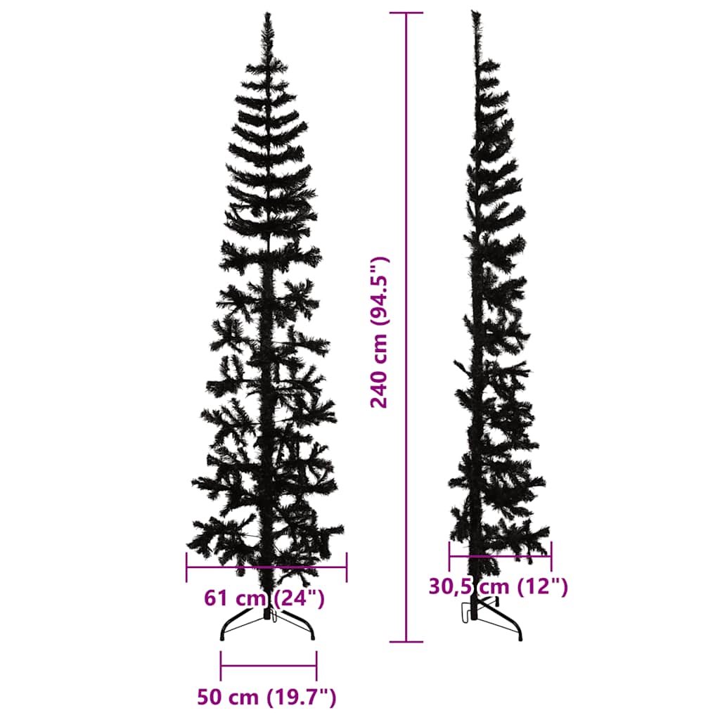 8720287000815_g_en_hd_8 vidaXL Slim Artificial Half Christmas Tree with Stand Black 240 cm - Image 9
