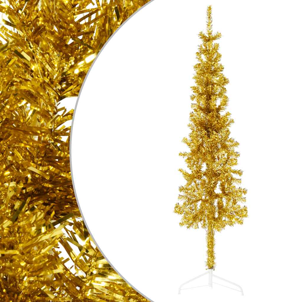 8720287000921_g_en_hd_1 vidaXL Slim Artificial Half Christmas Tree with Stand Gold 120 cm - Image 2