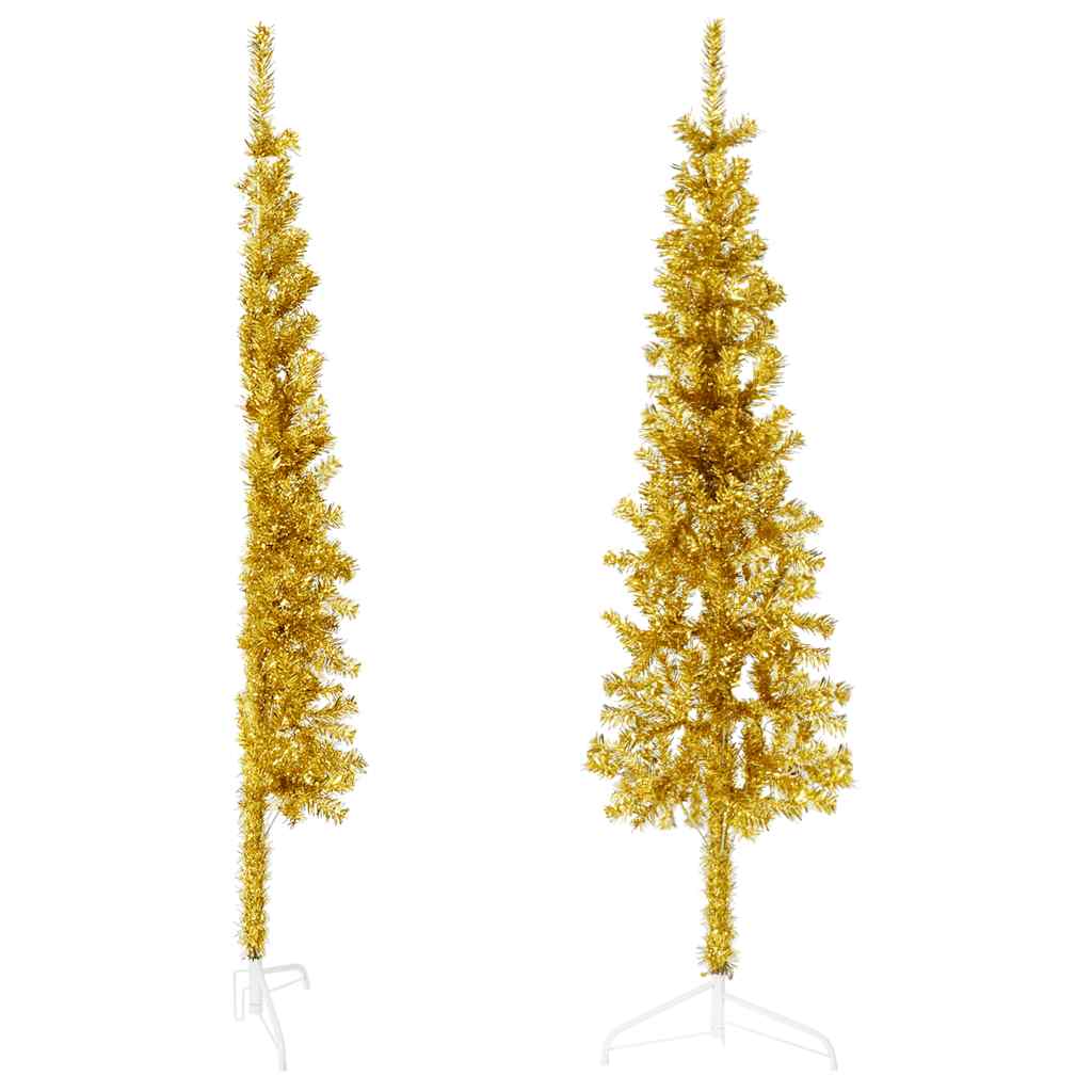 8720287000921_g_en_hd_2 vidaXL Slim Artificial Half Christmas Tree with Stand Gold 120 cm - Image 3