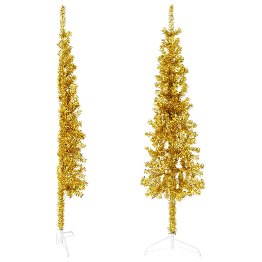 8720287000938_g_en_hd_2 vidaXL Slim Artificial Half Christmas Tree with Stand Gold 150 cm - Image 3