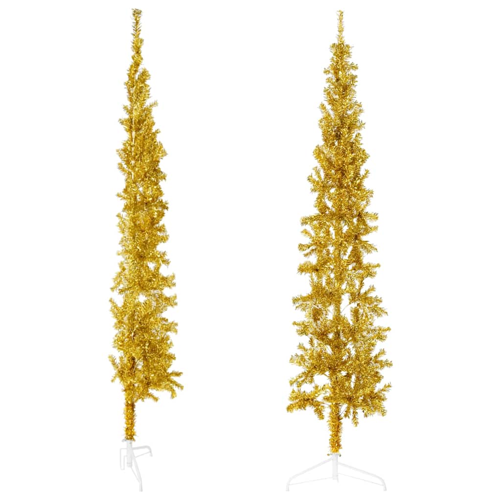 8720287000945_g_en_hd_2 vidaXL Slim Artificial Half Christmas Tree with Stand Gold 180 cm - Image 3
