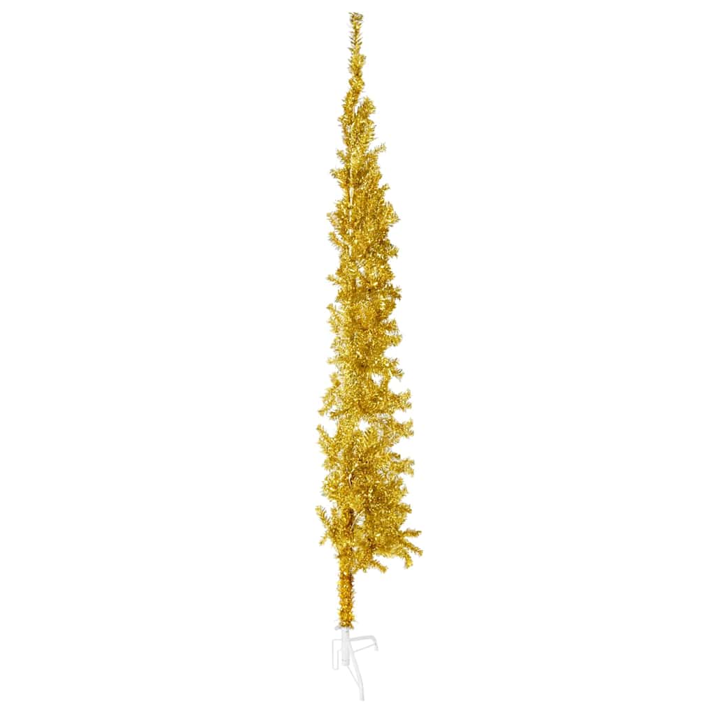 8720287000952_g_en_hd_2 vidaXL Slim Artificial Half Christmas Tree with Stand Gold 210 cm - Image 3