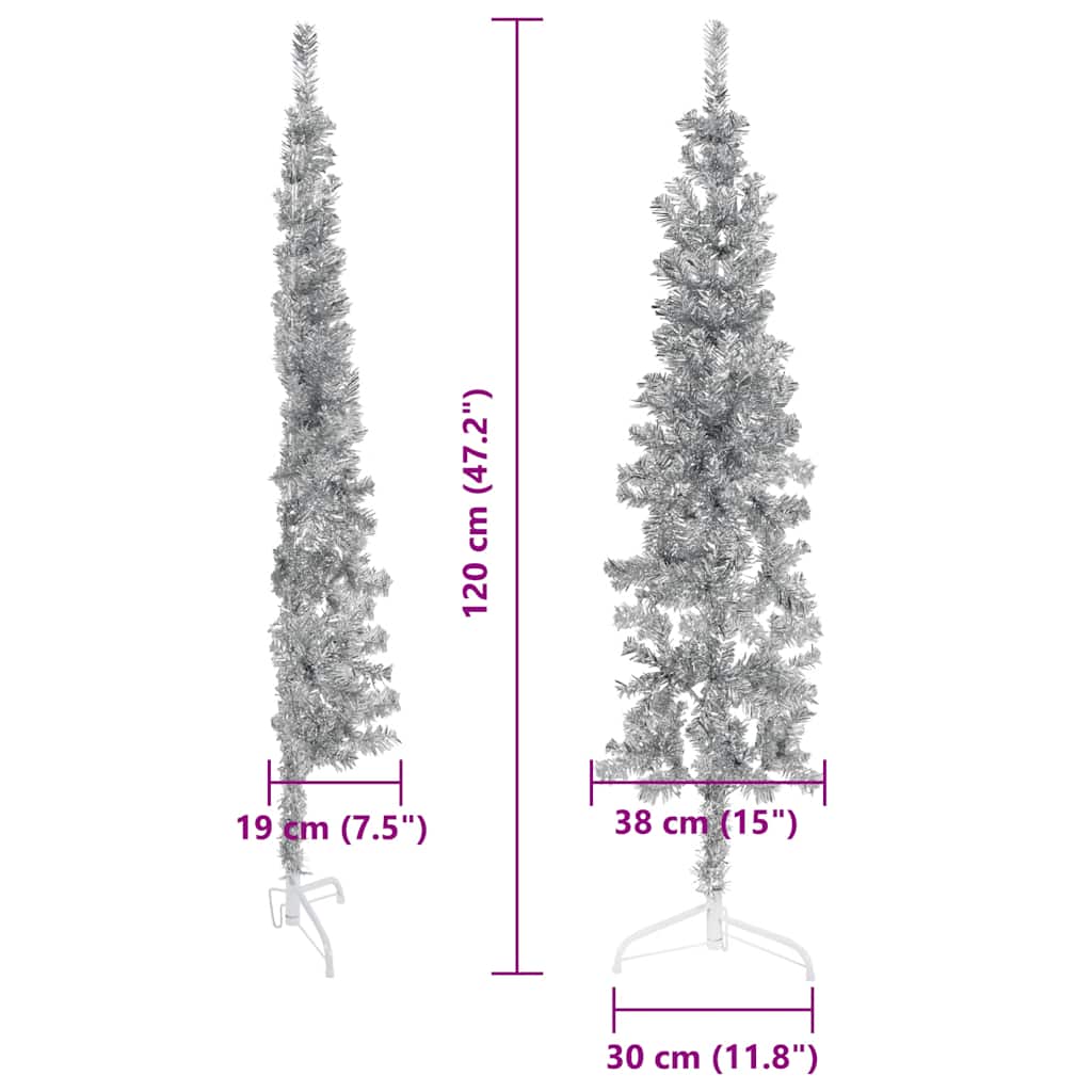 8720287000976_g_en_hd_8 vidaXL Slim Artificial Half Christmas Tree with Stand Silver 120 cm - Image 9