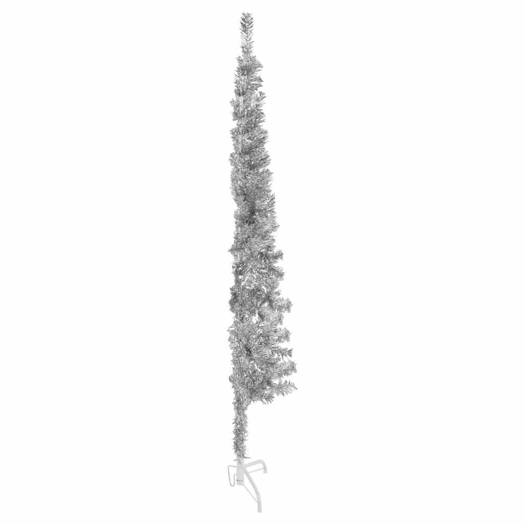 8720287000990_g_en_hd_4 vidaXL Slim Artificial Half Christmas Tree with Stand Silver 180 cm - Image 5