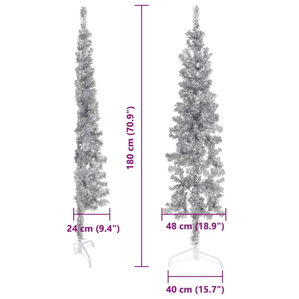 8720287000990_g_en_hd_9 vidaXL Slim Artificial Half Christmas Tree with Stand Silver 180 cm - Image 10