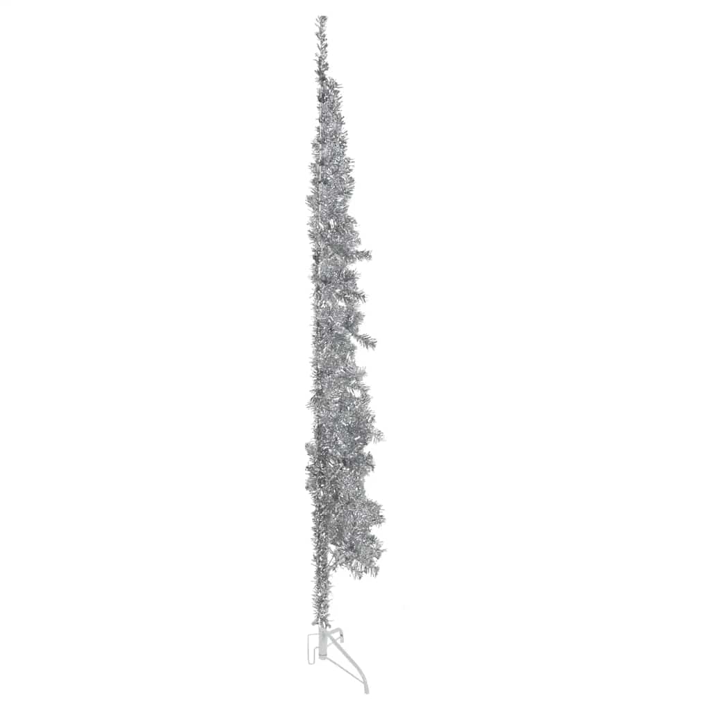 8720287001003_g_en_hd_1 vidaXL Slim Artificial Half Christmas Tree with Stand Silver 210 cm - Image 2