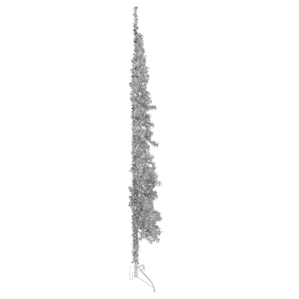 8720287001010_g_en_hd_3 vidaXL Slim Artificial Half Christmas Tree with Stand Silver 240 cm - Image 4
