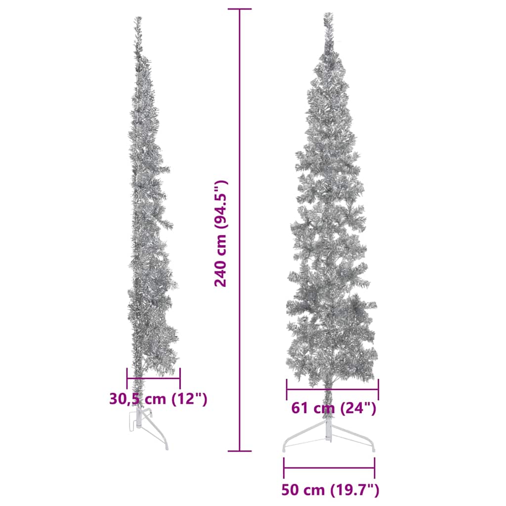 8720287001010_g_en_hd_8 vidaXL Slim Artificial Half Christmas Tree with Stand Silver 240 cm - Image 9