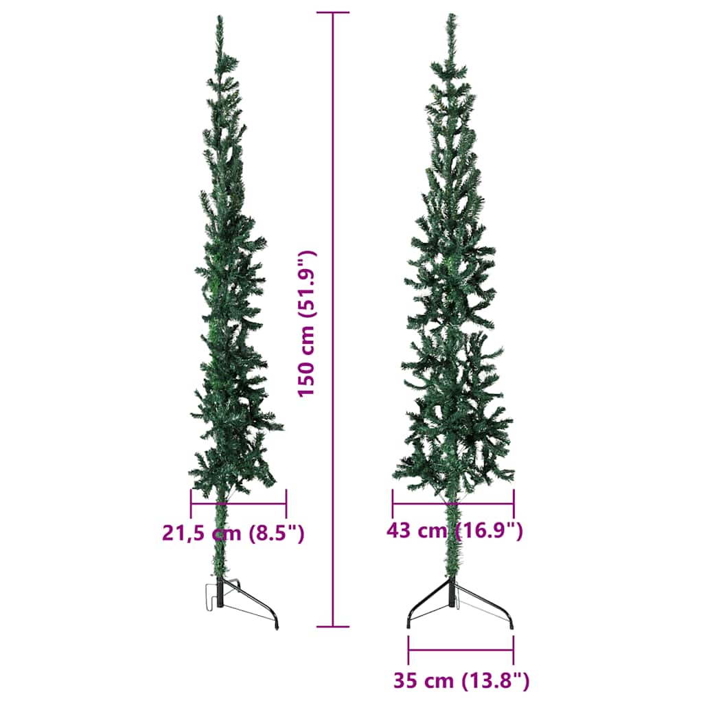 8720287001034_g_en_hd_8 vidaXL Slim Artificial Half Christmas Tree with Stand Green 150 cm - Image 9