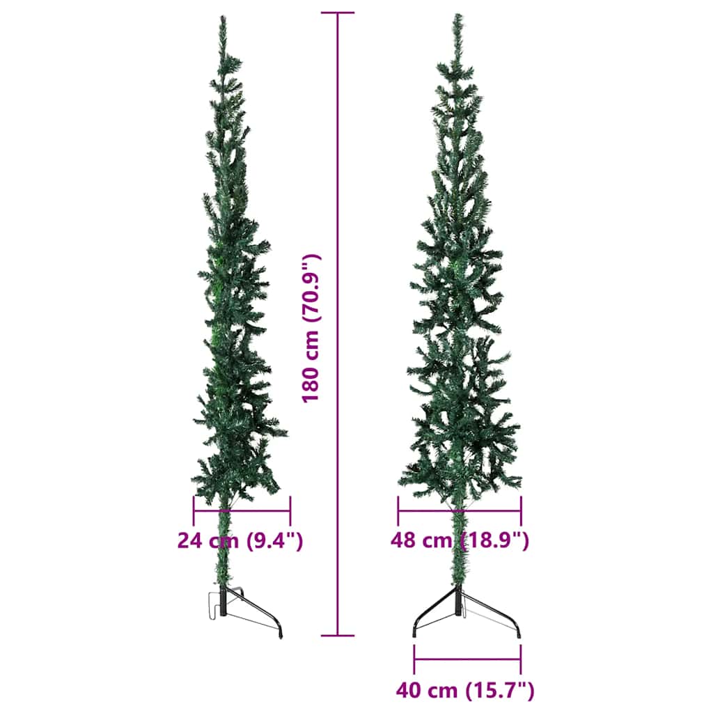 8720287001041_g_en_hd_7 vidaXL Slim Artificial Half Christmas Tree with Stand Green 180 cm - Image 8