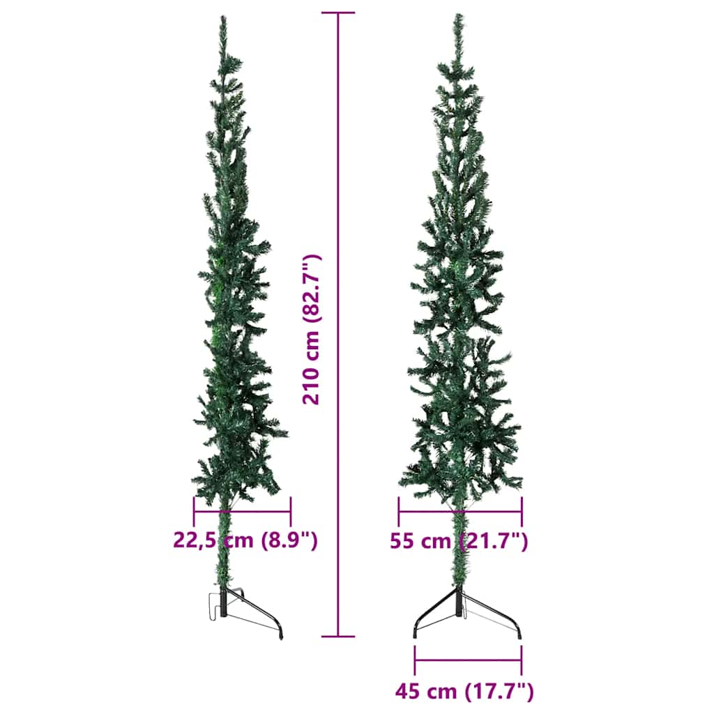 8720287001058_g_en_hd_6 vidaXL Slim Artificial Half Christmas Tree with Stand Green 210 cm - Image 7