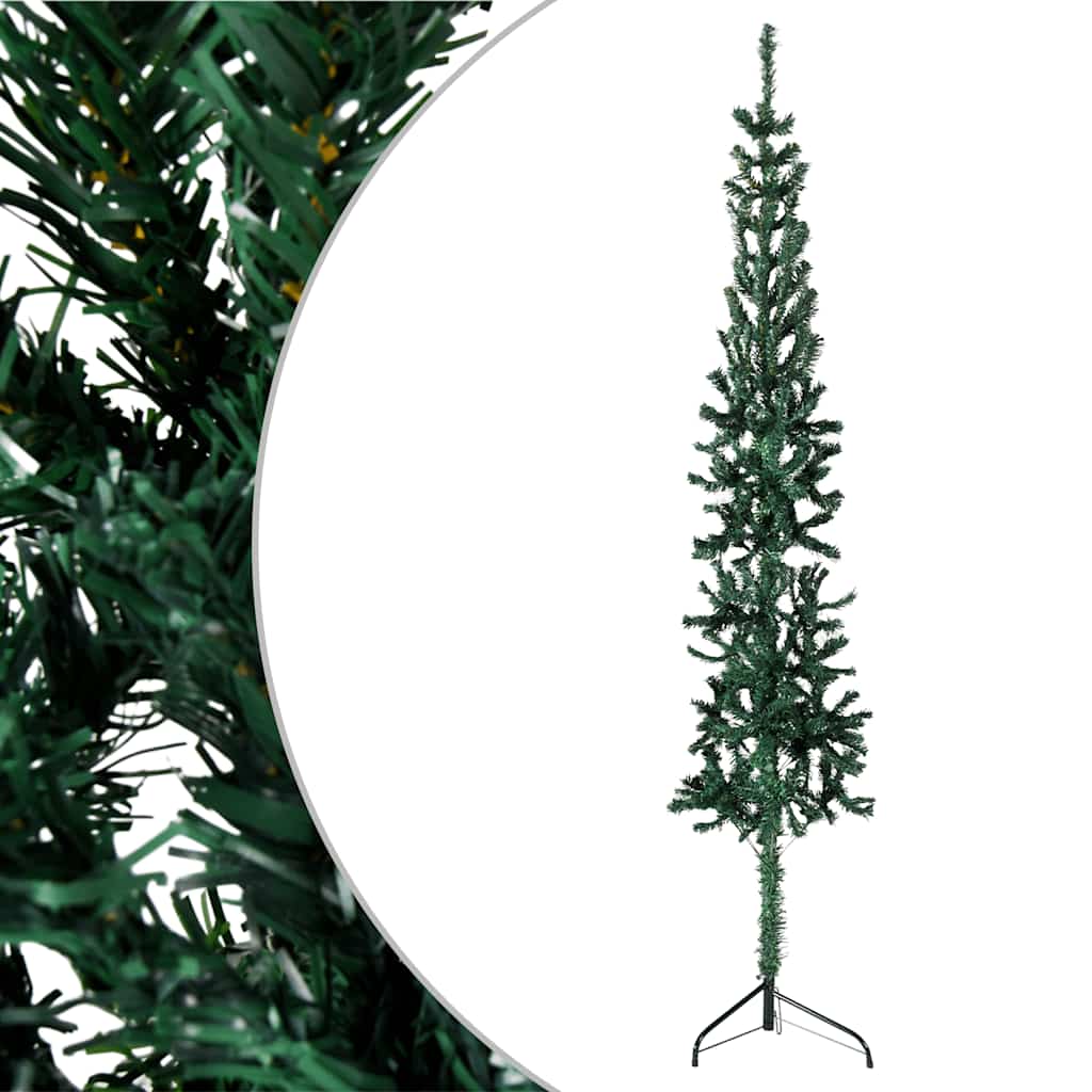 8720287001065_g_en_hd_2 vidaXL Slim Artificial Half Christmas Tree with Stand Green 240 cm - Image 3