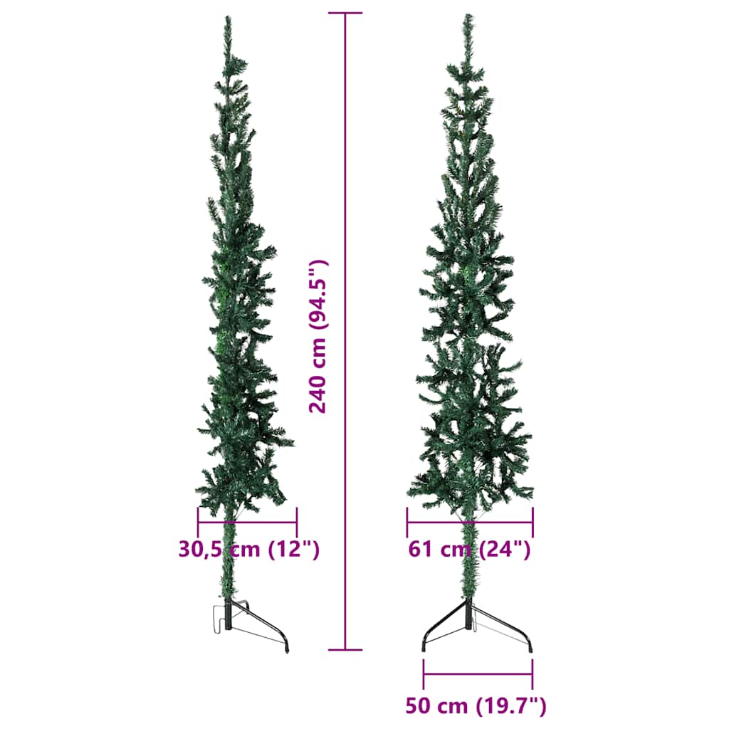 8720287001065_g_en_hd_8 vidaXL Slim Artificial Half Christmas Tree with Stand Green 240 cm - Image 9