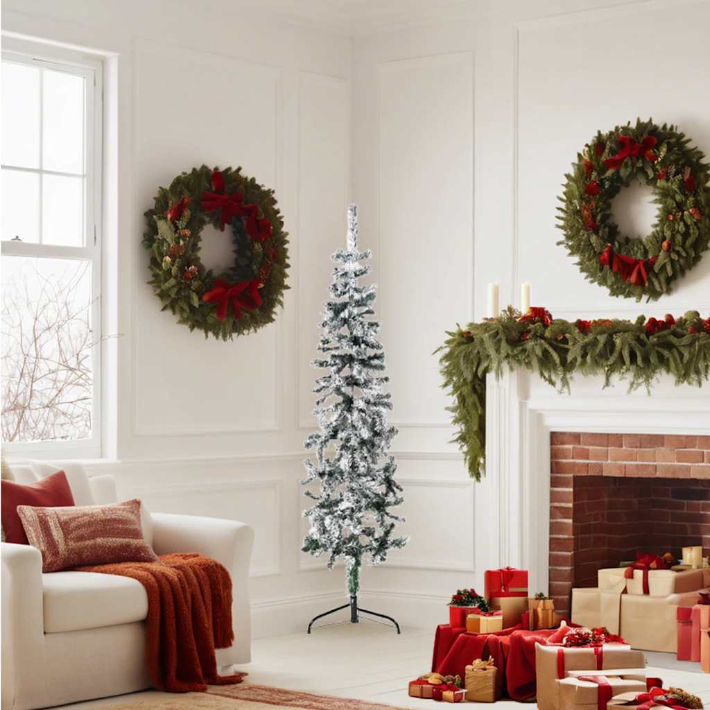 8720287001089_g_en_hd_1 vidaXL Slim Artificial Half Christmas Tree with Flocked Snow 150 cm - Image 2