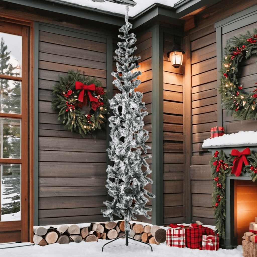 8720287001102_g_en_hd_1 vidaXL Slim Artificial Half Christmas Tree with Flocked Snow 210 cm - Image 2