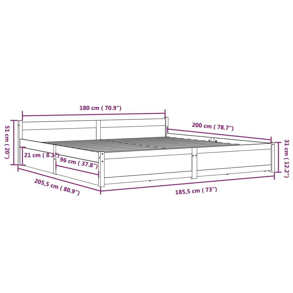 8720287012702_g_en_hd_9 vidaXL Bed Frame without Mattress with Drawers White 183x203 cm King - Image 11