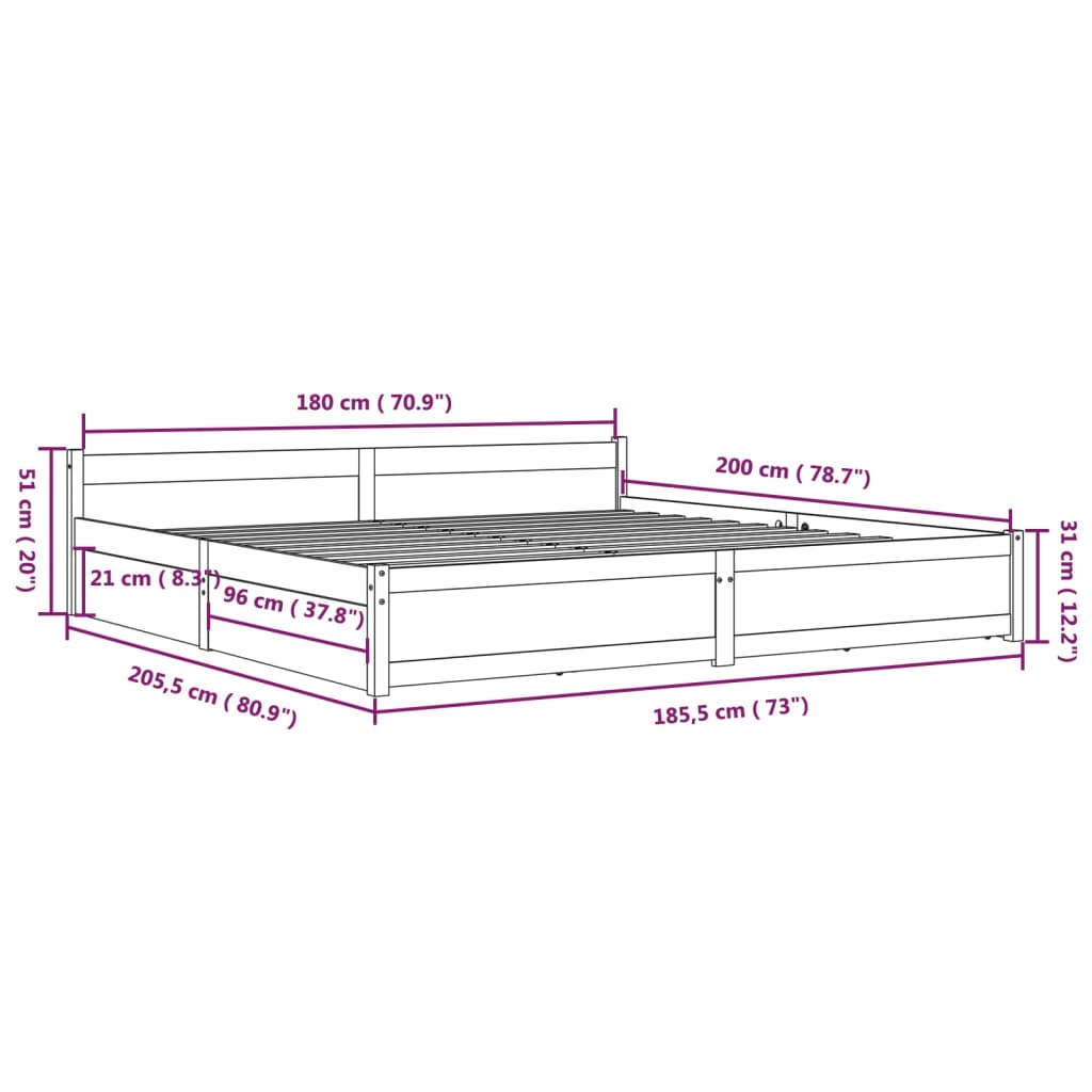 8720287012733_g_en_hd_9 vidaXL Bed Frame without Mattress with Drawers Black 183x203 cm King - Image 11
