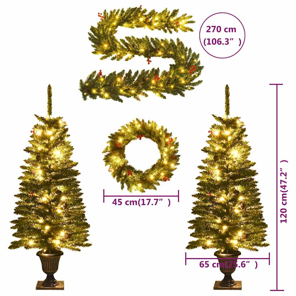 8720287021186_g_en_hd_11 vidaXL Artificial Christmas Trees 2 pcs with Wreath, Garland and LEDs - Image 13